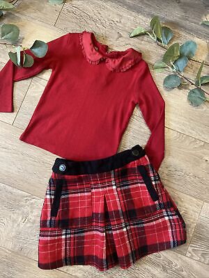 NEXT tartan Red Long Sleeved Collar Top & Skirt Kilt Autumn Winter  Age 3-4 Yrs