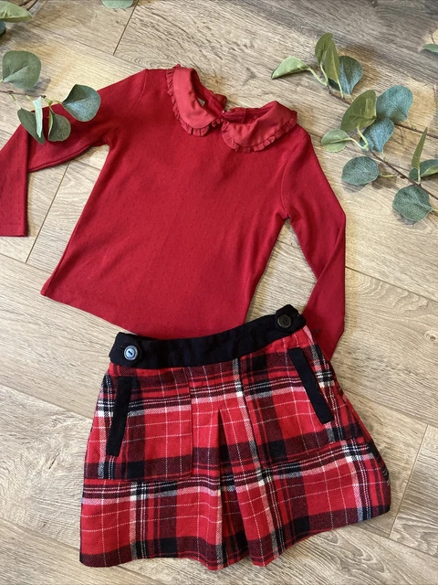 NEXT tartan Red Long Sleeved Collar Top & Skirt Kilt Autumn Winter  Age 3-4 Yrs