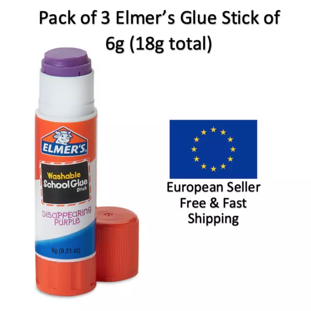 Elmer's Glue pack 3 of Sticks 6g Washable Purple SchoolGlue Colle Elmers