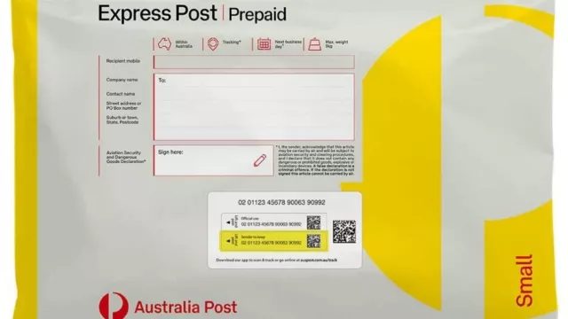 Australia post prepaid satchels small express new version