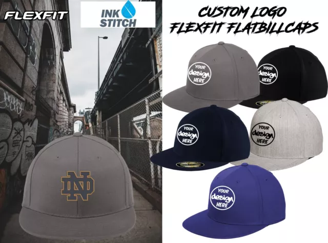 Ink Stitch Custom Logo Texts Stitching Logo Texts Flexfit 210® Flat Bill Cap