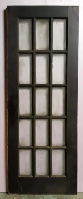 30"x84"x1.75" Antique Vintage Old Wood Exterior French Door Window Beveled Glass