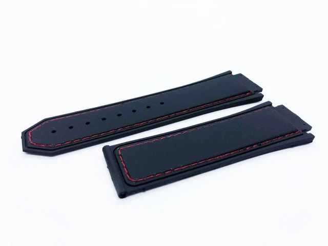 Black with Red stitches SILICONE/RUBBER 26/24mm STRAP/BAND HUBLOT F1 B B Watch