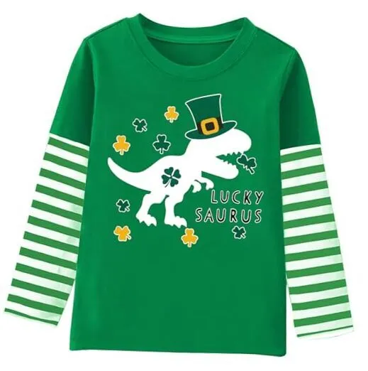 Toddler Boy St Patricks Day T-Shirt Lucky Irish Shamrock 6 Years 2-dinosaur