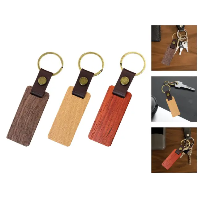 Porte-clés en bois Vintage pour clé de voiture, pendentif rectangulaire pour