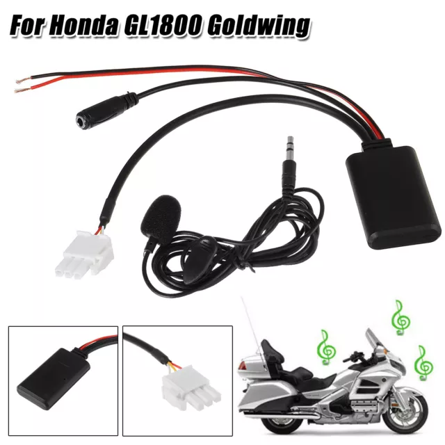 3 Pin AUX Audio Cable Adaptor Bluetooth + Mic For Honda Goldwing GL1800 5-12V