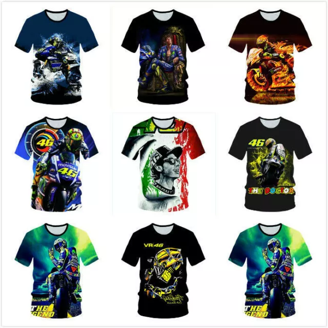 VR46 Valentino Rossi Motorbike 3D Casual T-Shirt Women Men Kids Short Sleeve New 2