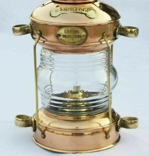 Antik Anker Öl Lampe Messing & Kupfer Nautisch Maritim Schiff Laterne Boot Licht