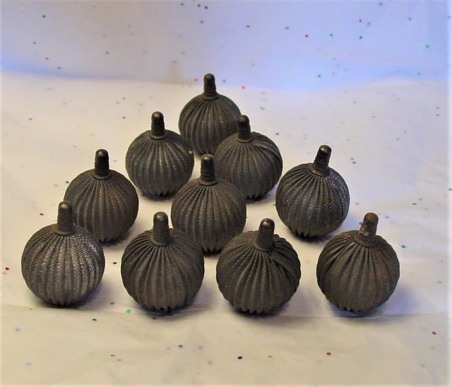 10  Victorian  Brass Curtain  Rod  Finials   ~  Very Antique Looking