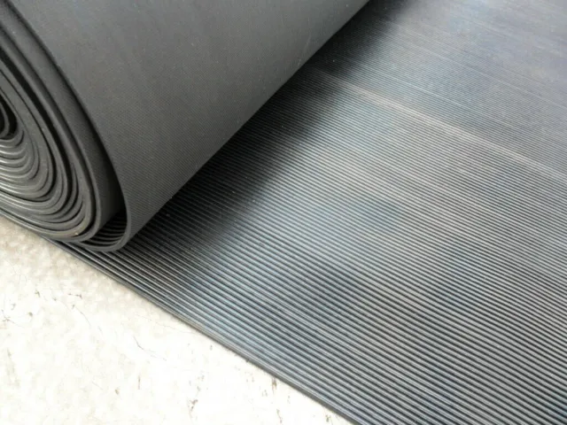 Ribbed Rubber Flooring Matting 1.2M Wide 3Mm Thick Anti Slip / Non Slip