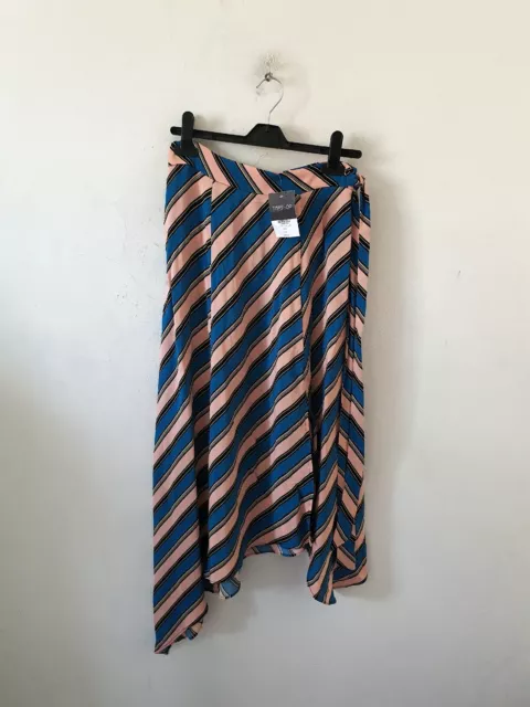 Topshop Stripe Asymmetric Midi Skirt Size 8 Bnwt Rrp £36