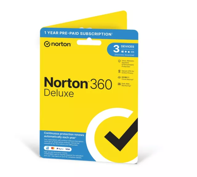 Norton 360 Deluxe 2024 Antivirus VPN 3 Devices 1 Year 5 minute EMAIL Delivery