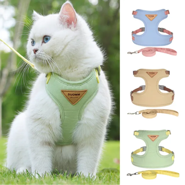 Mesh Cat Harness and Leash Set Adjustable Vest Escape Proof For Kitten Puppy