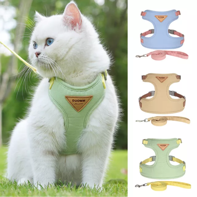 Soft Mesh Pet Dog Cat Harness and Lead Escape Proof Puppy Kitten Walking Vest