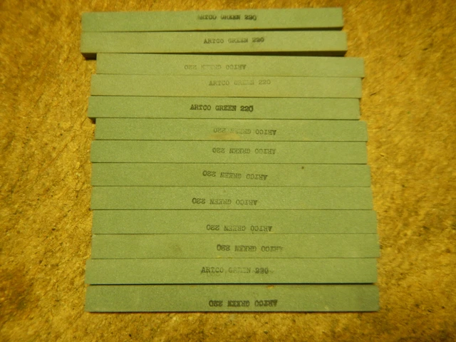 Lot A17 Artco Green 220  1/2"X1/4"X6" Die Polishing Stones
