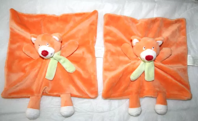 Kimbaloo La Halle 2 Doudou Renard Plat Orange Foulard Vert Etatneuf Jamais Servi