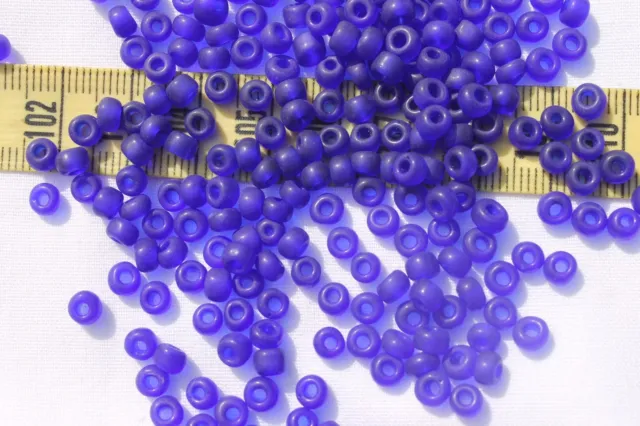 5/0 Vin.Vene Glass Seed Beads Round Trans Cobalt  Matte Crafts Jewelry  /1oz