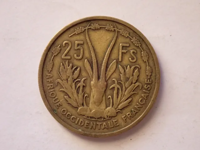 1956 FRENCH WEST AFRICA 25 FRANCS AL-BRONZE COIN VERY NICE COLLECTABLE CONDITn