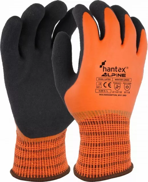 Imperméable Gants Thermiques Double Revêtu Mousse Latex Froid Work Hantex Alpine