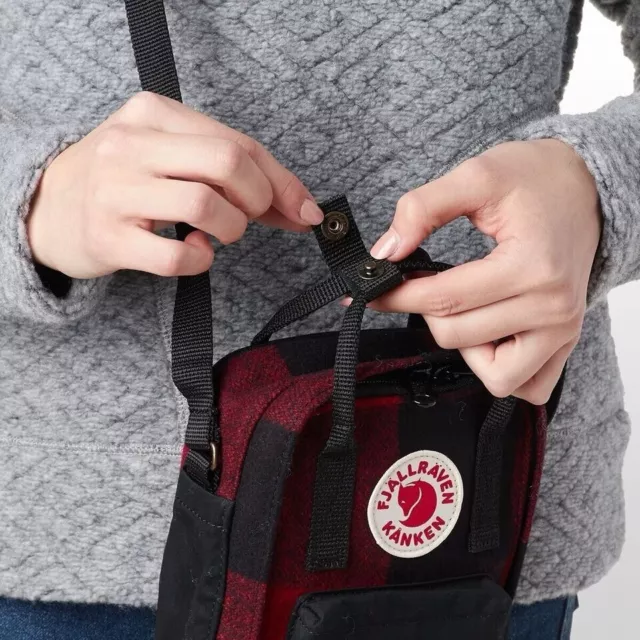 FJALLRAVEN KANKEN RE-WOOL SLING BAG Red / Black Buffalo Plaid BRAND NEW WITH TAG 3