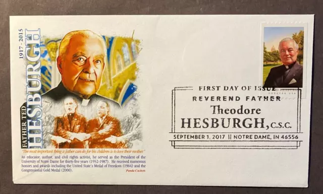 USA #5242 Fr. Ted Hesburgh coil Forever FDC on 1 Panda Cachet cover