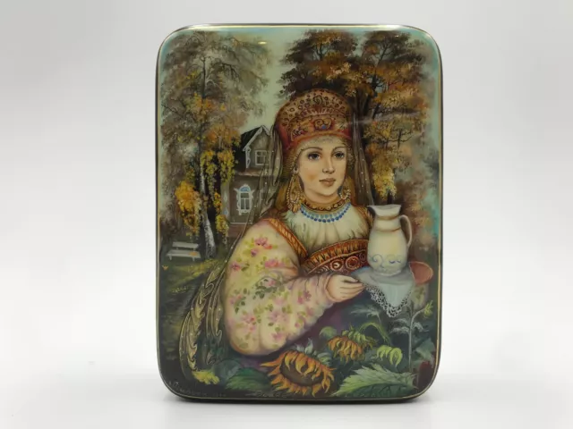 Beautiful Lacquer Box "Beauty" , Hand Painted, Papier Mache, Jewelry Box, Gift,