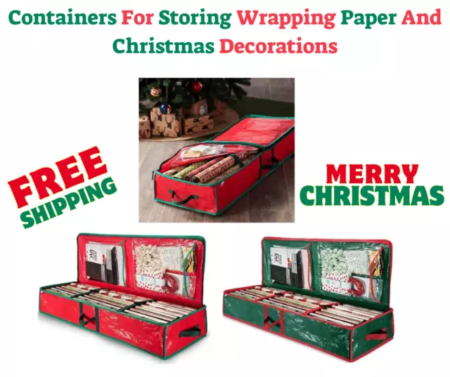 Christmas Wrapping Paper Storage Container- Underbed Gift Wrap Organizer  Bags US