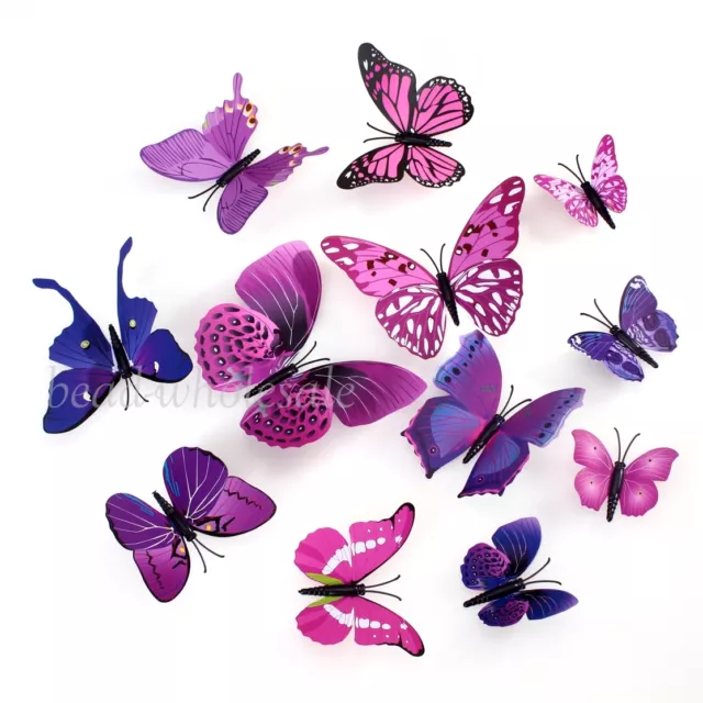 Red Art Design Decal Wall Stickers Home Decor Room Decorations 3D Butterfly