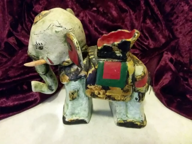 Vintage Paper Mache Circus Elephant / With Movable Parts, Head, Trunk, Ears Tail