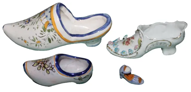 quatre souliers chaussures sabots faïence et porcelaine Nevers Montagnon Tulle