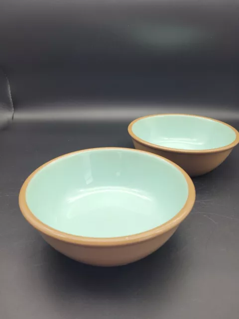 Two Taylor Smith Taylor TST Chateau Buffet Ceramic Turquoise Cereal Soup Bowls