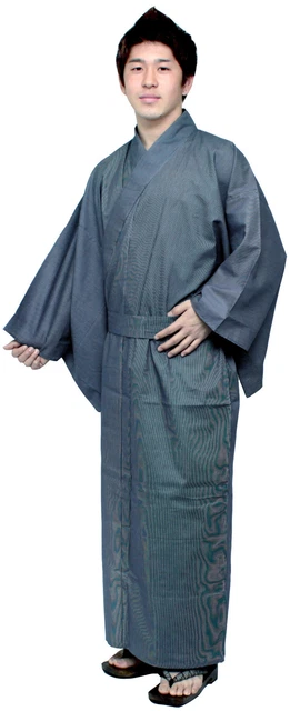 Japanese Kimono Men's Casual Cotton Yukata Robe Fine Stripe #976 Samurai Gown