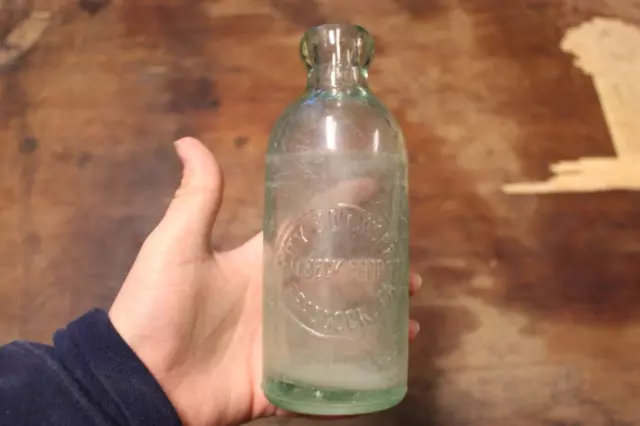 Antique Hutchinson Glass Soda Pop Bottle, City Bottling Works, Braddock, PA