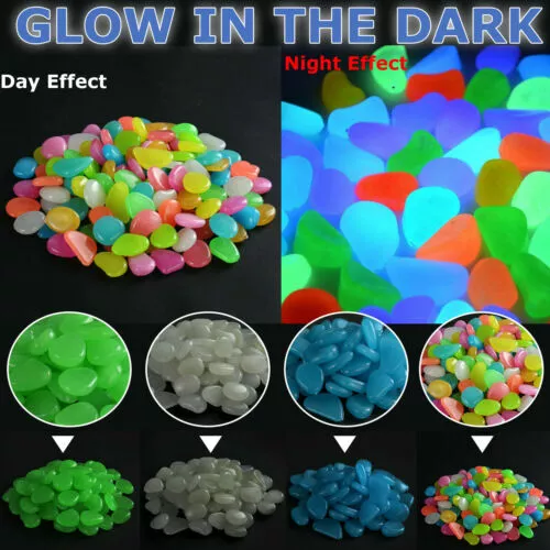 1000 Glow In The Dark Pebbles Luminous Stones Garden Walkaway Aquarium Fish Tank