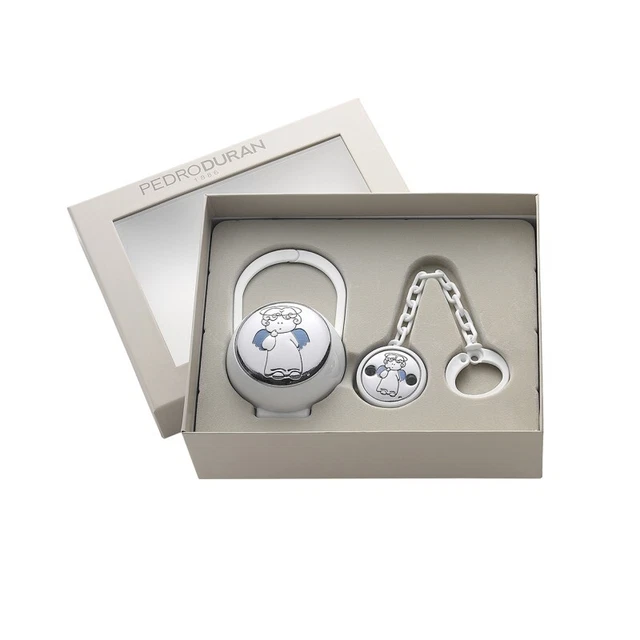 Set Querubin Azul Portachupete Y Pinza 07500428