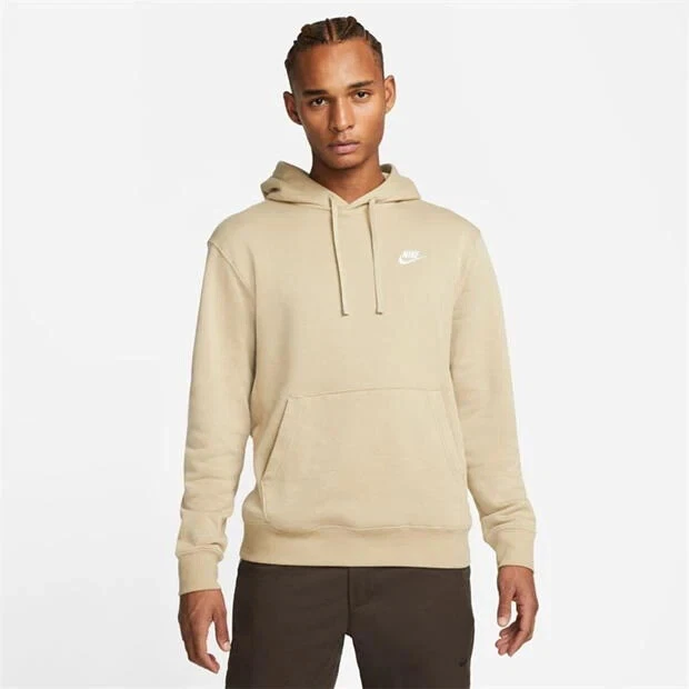 Nike Herren Beige Sportbekleidung Fleece Pullover Hoodie Top Large Brandneu mit Etikett