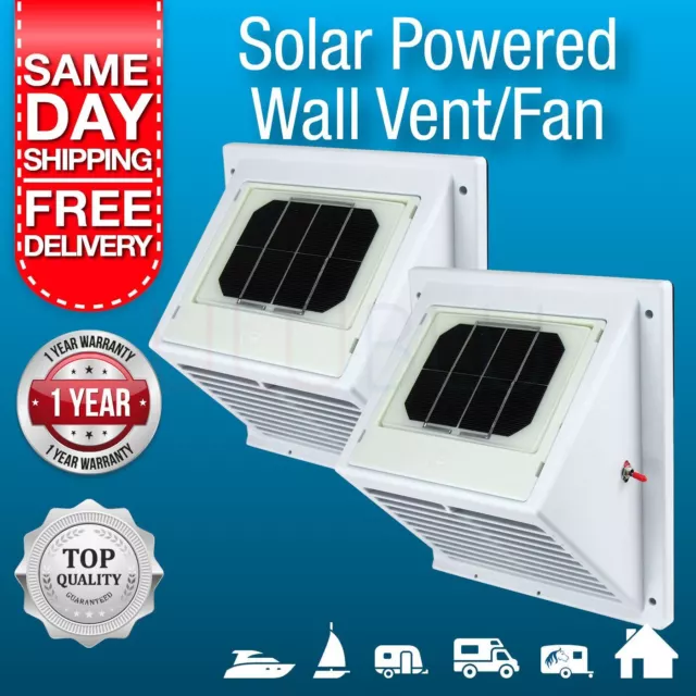 3 x NEW Solar Powered Wall Vents, Exhaust Fan, Air Extraction Vent Solar