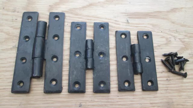 1 X Hand Forged Blacksmith Wrought Iron H Hinge Cabinet Cupboard Door Hinge