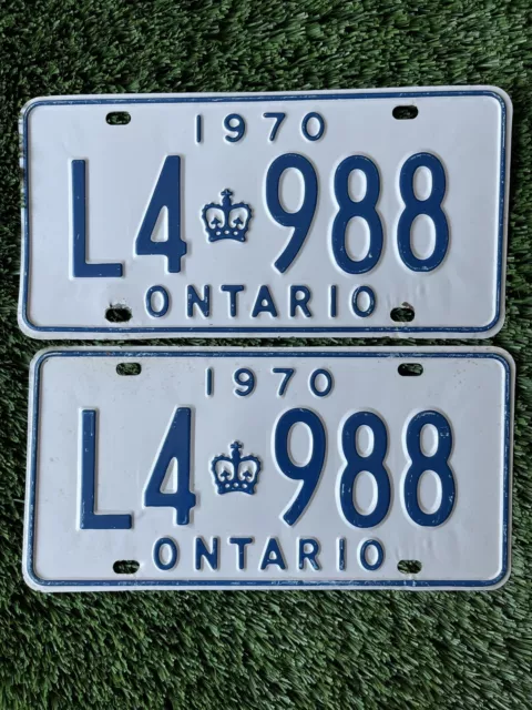 1970 Vintage Ontario Canada License Plates L4 988 (Set Of 2) SHIPS FAST