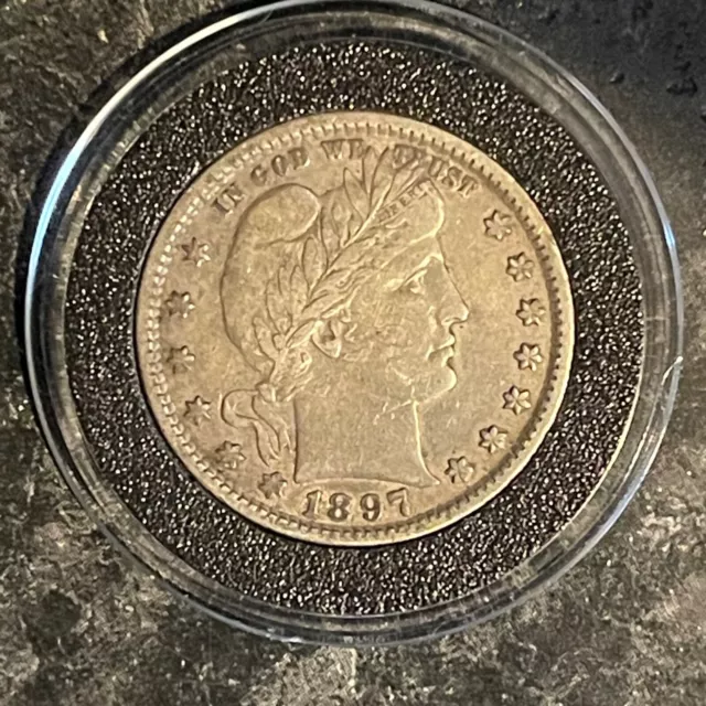 1897 P United States Barber Silver Quarter Nice Details Full Liberty