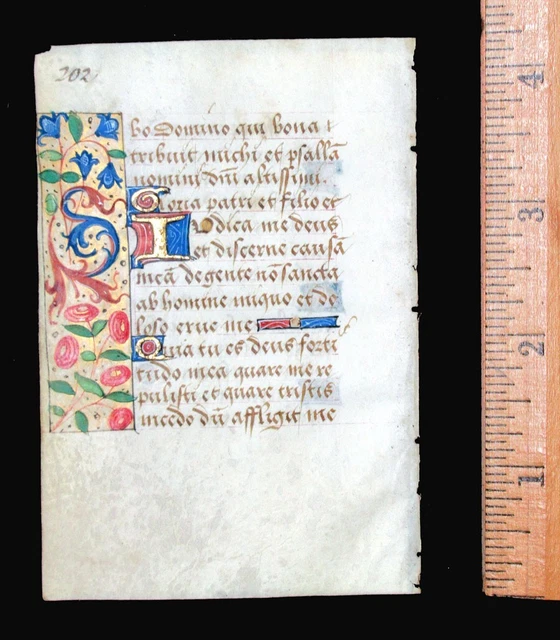 c. 1500 MEDIEVAL BOOK OF HOURS LEAF, FRANCE, ILLUMINATED MANUSCRIPT on VELLUM c. 1500 MEDIEVAL BOOK OF HOURS LEAF, FRANCE, ILLUMINATED MANUSCRIPT on VELLUM