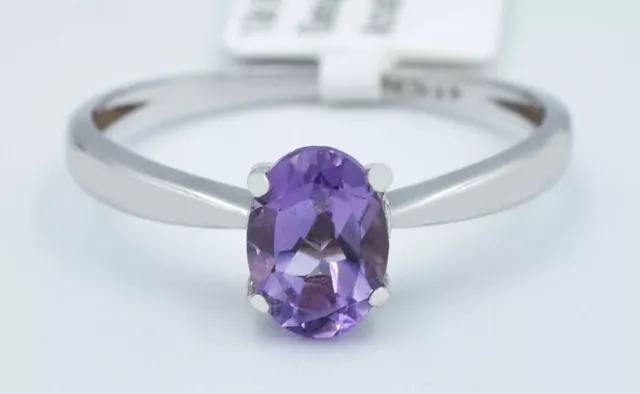 GENUINE 1.08 Cts AMETHYST RING 10K WHITE GOLD - Free Certificate Appraisal