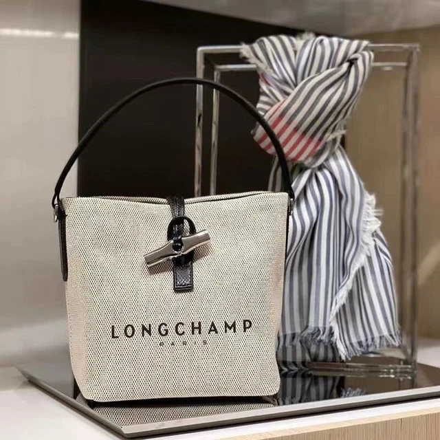 Womens Longchamp Le Pliage Canvas Ecru handbag Tote Shoulder Bag R-11