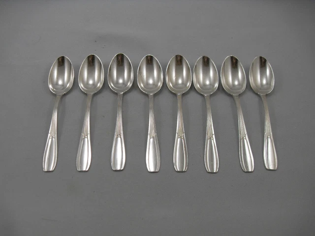 SFAM RAMBOUILLET, Art déco, 8 cuillères à thé/café/dessert, Métal argenté