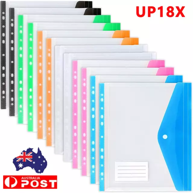 UP18X A4 Plastic File Folders Wallets Document Files Envelope Bags Office Home