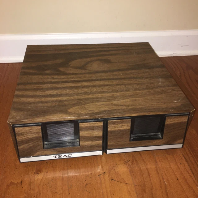 VINTAGE VHS TAPE Holder Wood Grain 2 Drawer Storage Case Holds