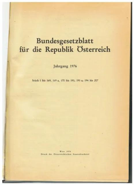 Bundesgesetzblatt  für die Republik Österreich - Jahrgang 1976 - 1 Teil -