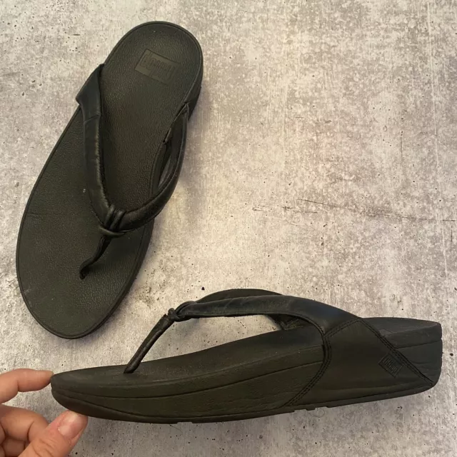 FitFlop Swirl Womens A93-090 Black Toe thong Slide size 9 sandals
