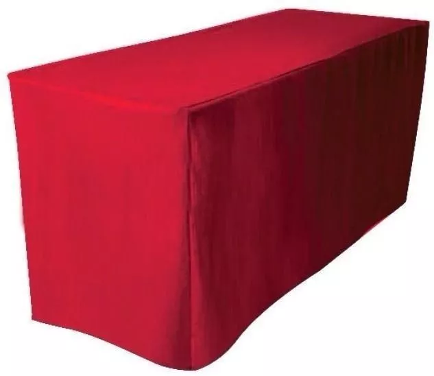 5' ft. Fitted Polyester Table Cover Trade show Booth banquet DJ  Tablecloth RED