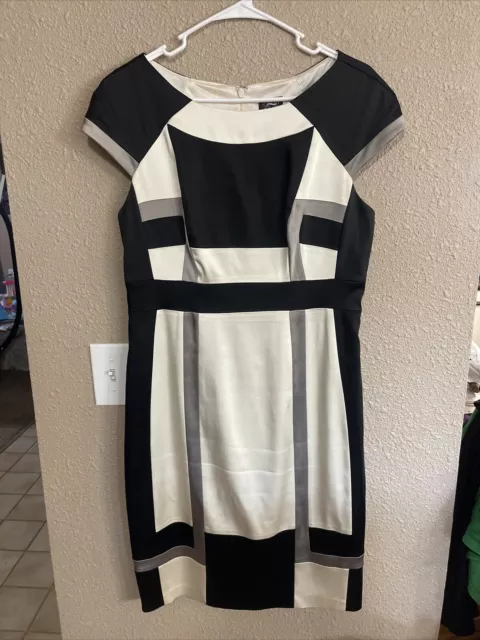 Jax Sheath Dress Size 14 Black and Tan Stretch Sleeveless.  Excellent Condition